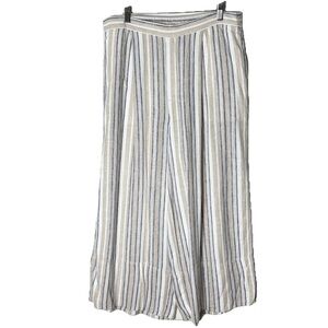 Nwot Banana Republic Factory 2024 Linen Blend Pant in Multi Ivory Stripe Large